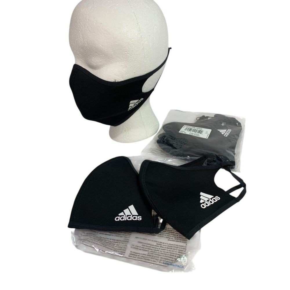 Pack of 4 New Adidas Face Covers Adult Black H08836 Washable